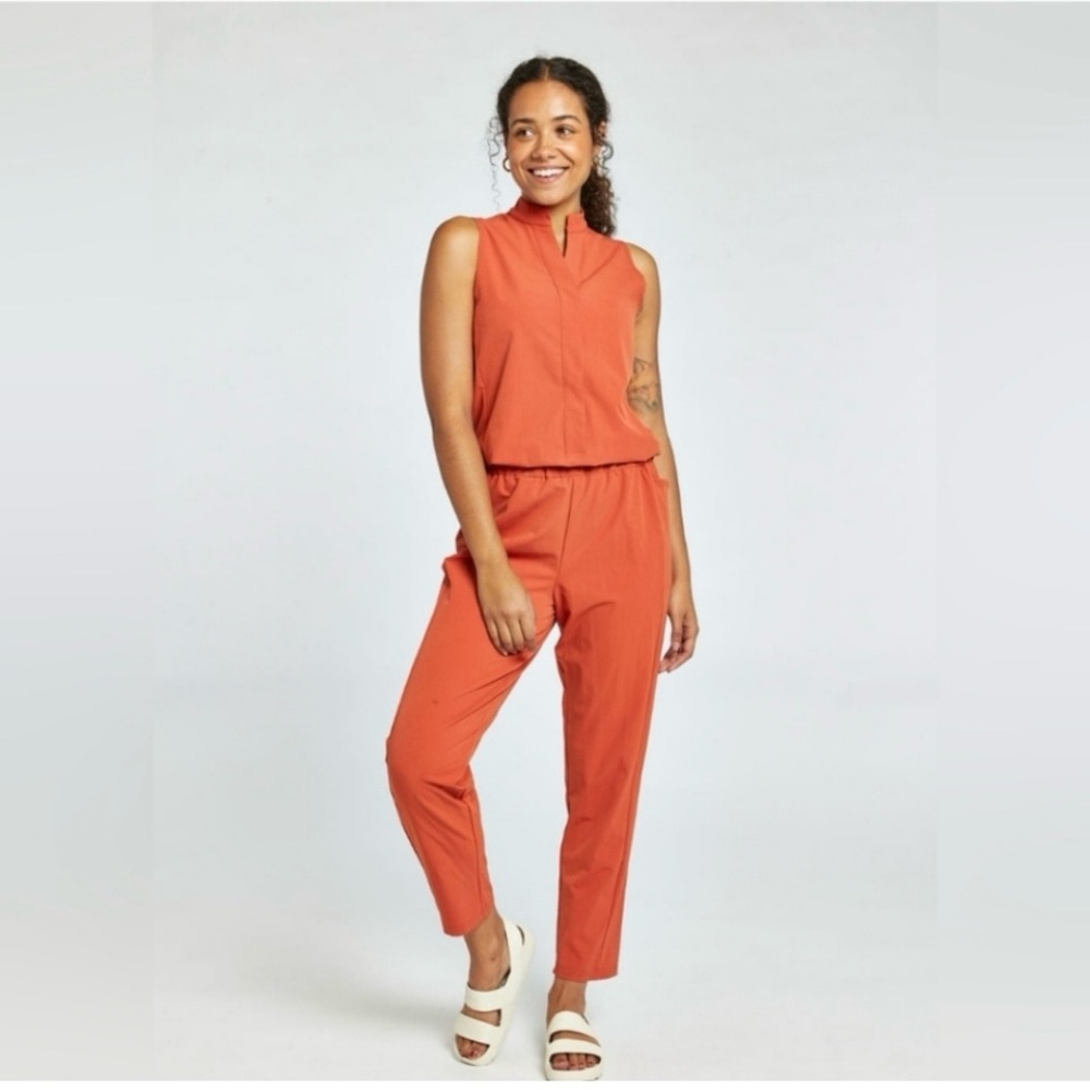 Oiselle Women's Sleeveless Utility Jumpsuit, Size S, Burnt Orange
